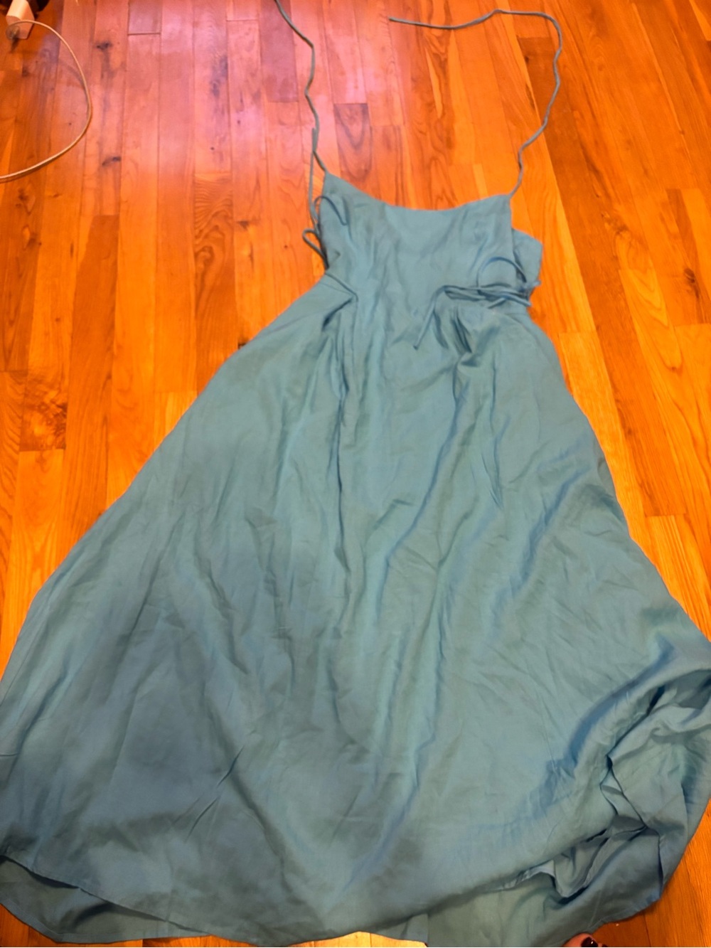Hutch Teal Blue Maxi Slip Dress with Spaghetti Straps